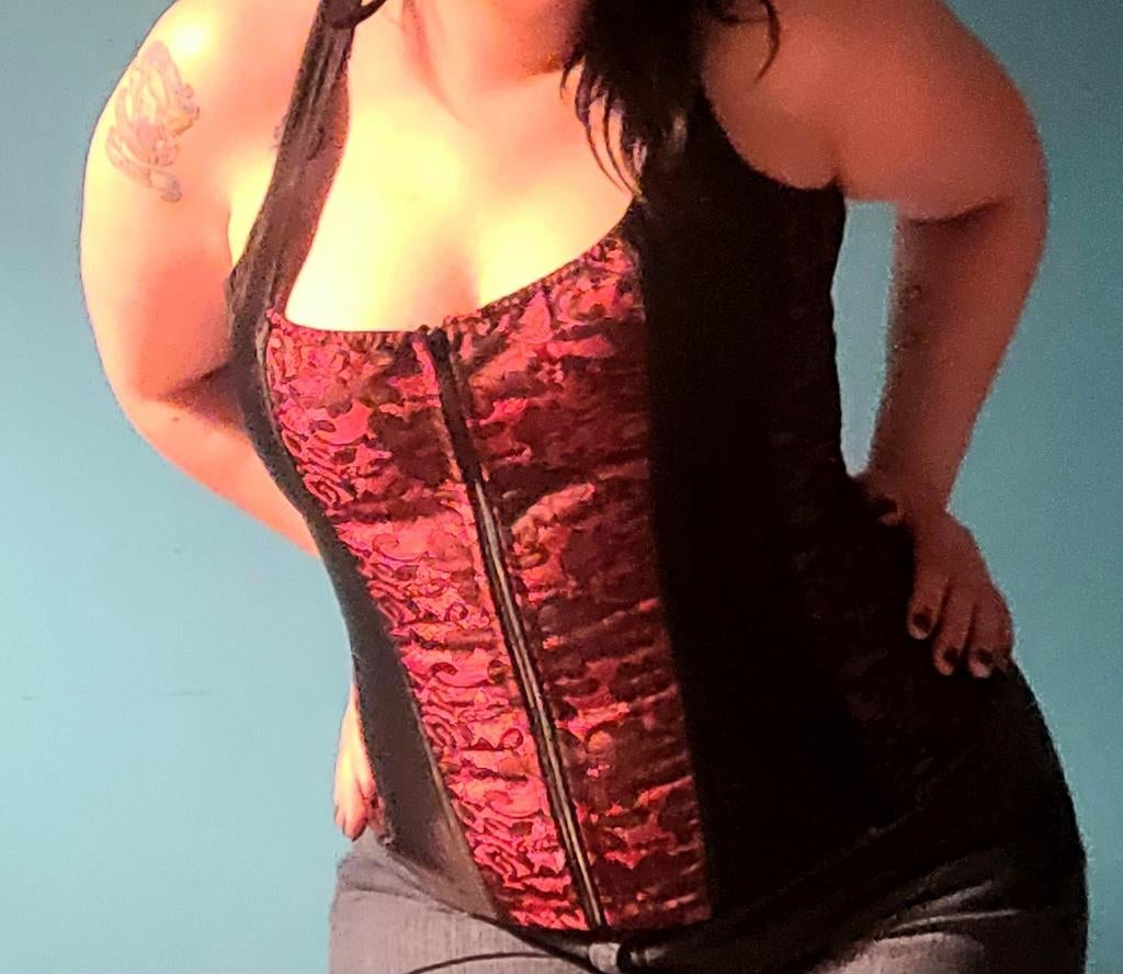 Mooi rood/zwart corset met ritssluiting en rijgtouw (L/XL), Onbekend, Ophalen, Gedragen