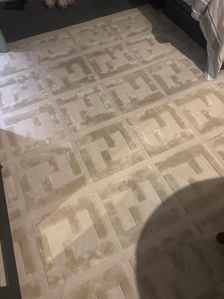 Fendi vloerkleed 4x4 in kleur dune, Ophalen, Gebruikt, Beige, Vierkant