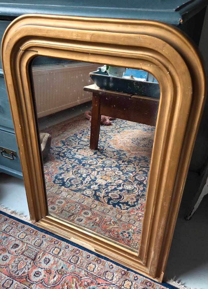 Brocante Franse Louis Philippe spiegel, uit begin 1900, Antiek en Kunst, Curiosa en Brocante, Ophalen