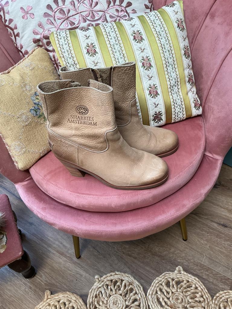 Shabbies Amsterdam laarzen maat 39, Beige, Lage of Enkellaarzen, Ophalen of Verzenden, Zo goed als nieuw