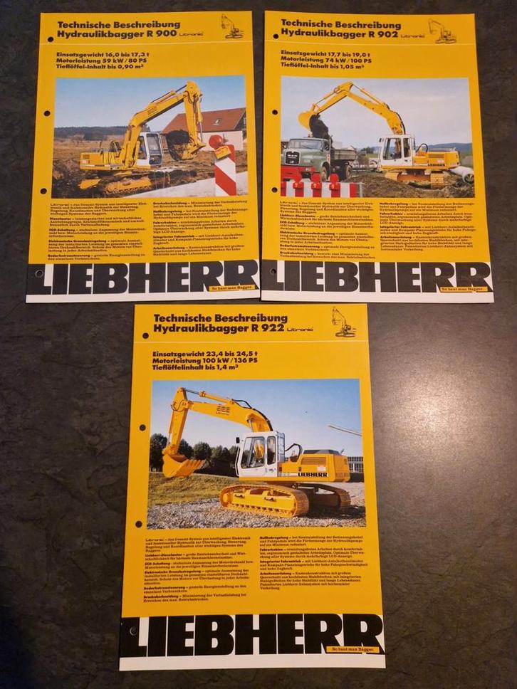 Liebherr Hydraulikbagger R 900, R 902, R 922 folders, Boeken, Catalogussen en Folders, Gelezen, Folder, Ophalen of Verzenden