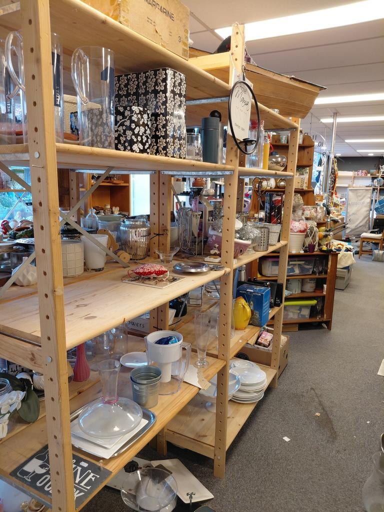 Houten Stellingkast met 9 Legplanken en Kruis, Ophalen