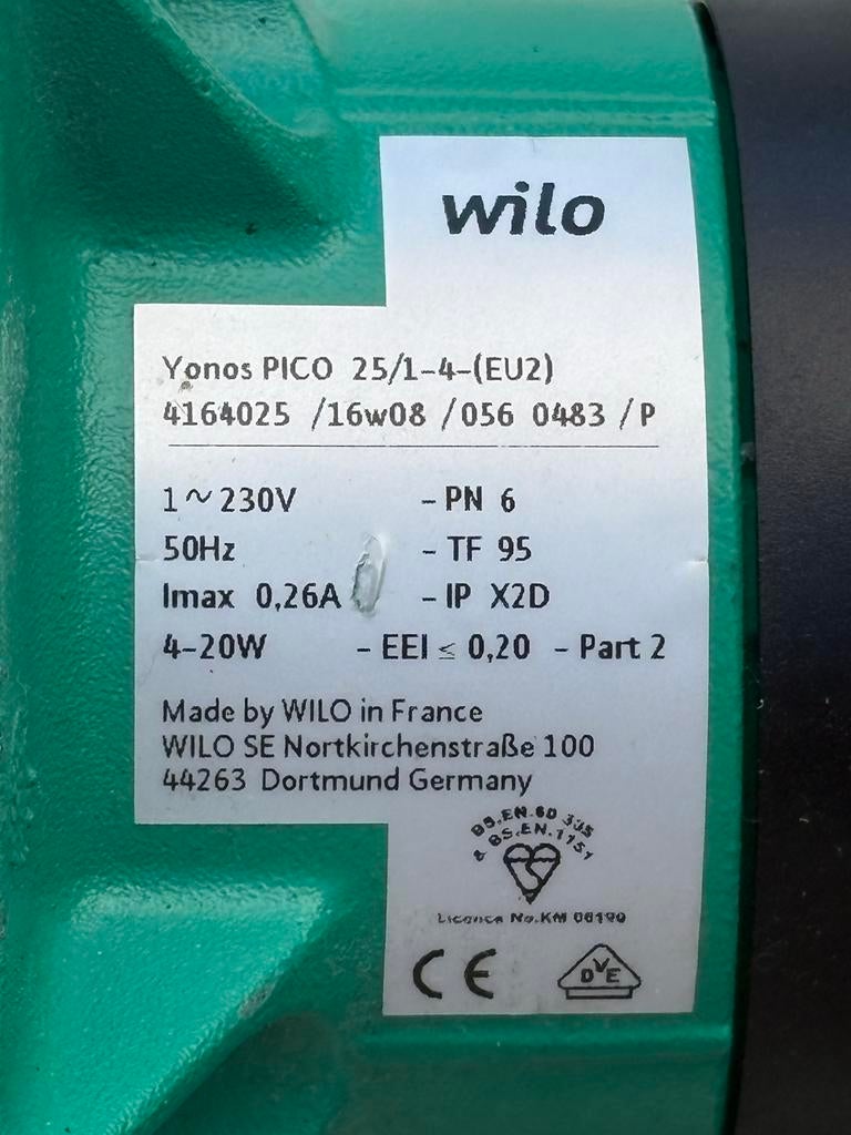 Wilo Yonos PICO 25/1-4 circulatiepomp (cv pomp zuinig model), Ophalen of Verzenden, Gebruikt, Overige typen