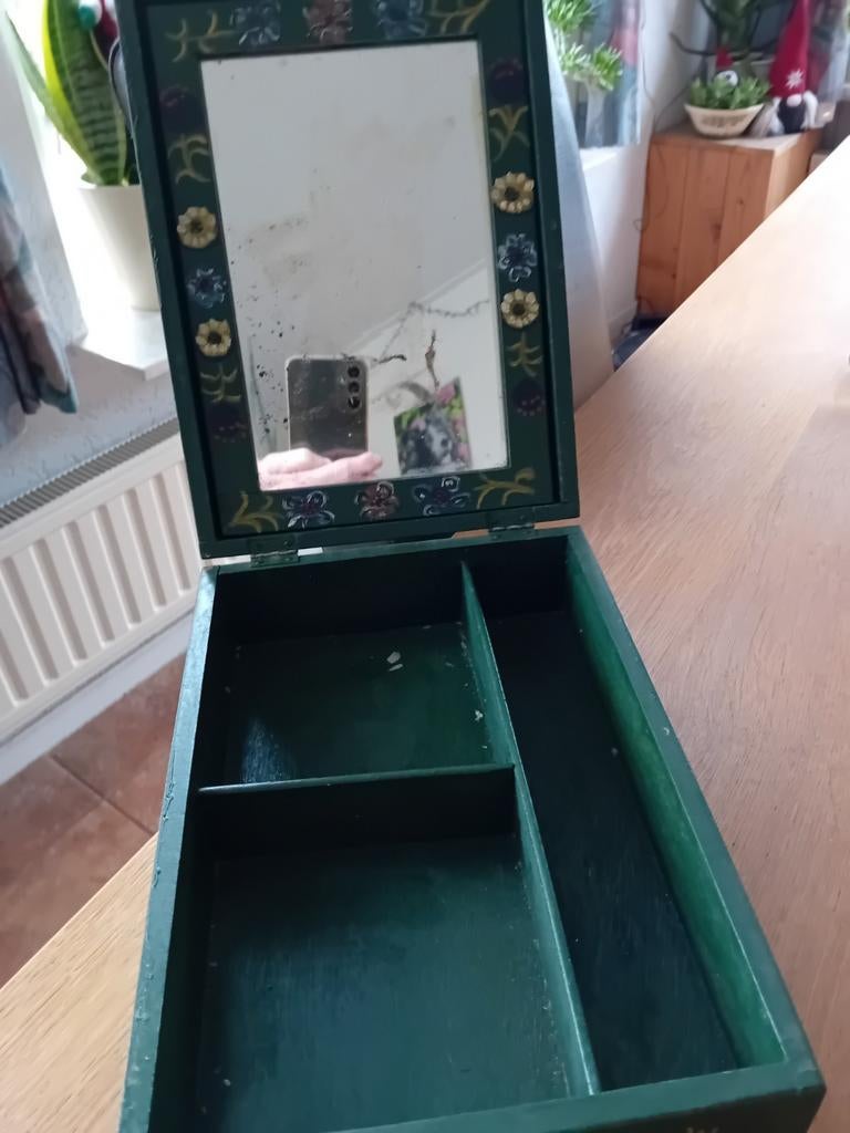 Vintage scheerdoos, met Hindelooper schilderwerk, Ophalen of Verzenden