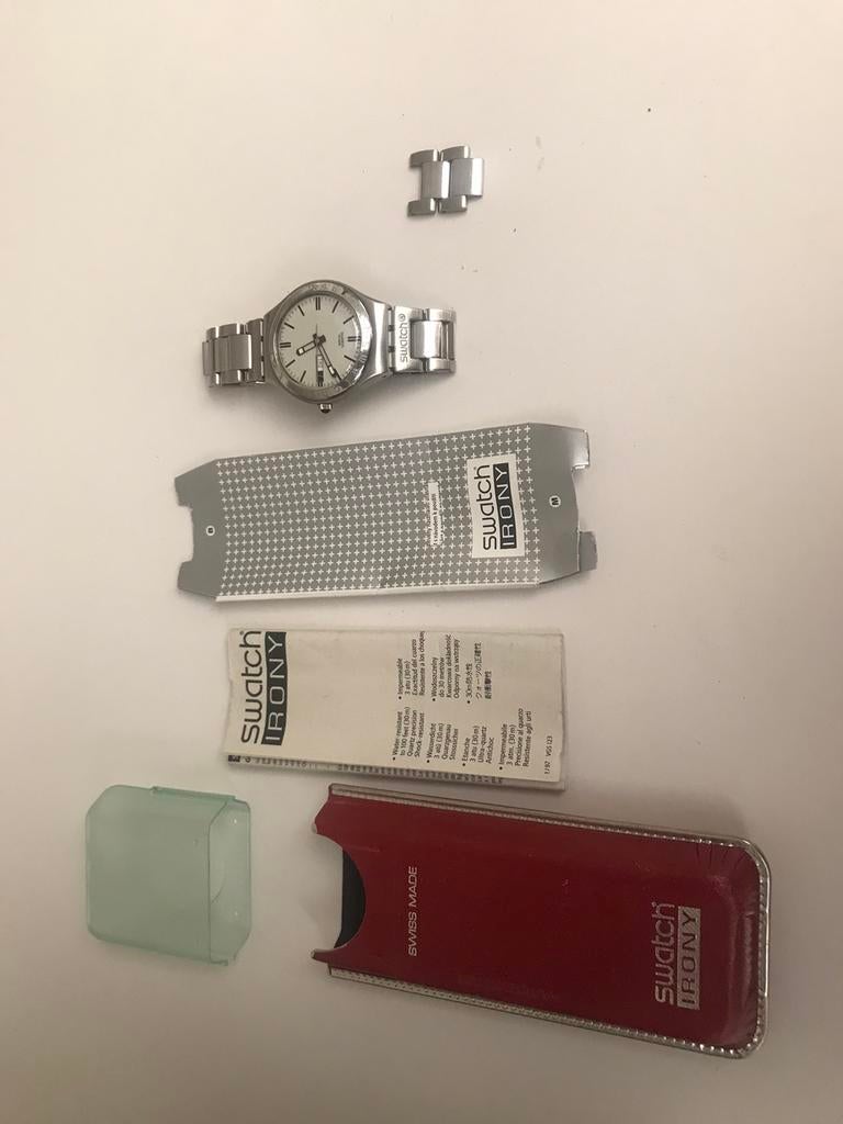 Swatch Irony Vintage met box+toebehoren mist batterijdeksel, Ophalen, Zo goed als nieuw, Swatch