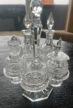 Mooie antieke menage set kristal olie azijn stel, Antiek en Kunst, Verzenden