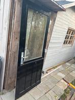 Zwarte buitendeur met glas, Gebruikt, 80 tot 100 cm, Ophalen of Verzenden, Buitendeur