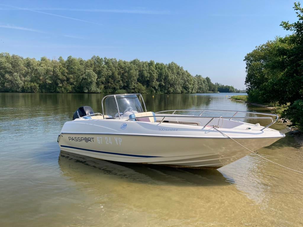 Quicksilver Passport 500 met 50 pk Mercury en trailer, Watersport en Boten, Vis- en Consoleboten, Ophalen, Gebruikt, 3 tot 6 meter