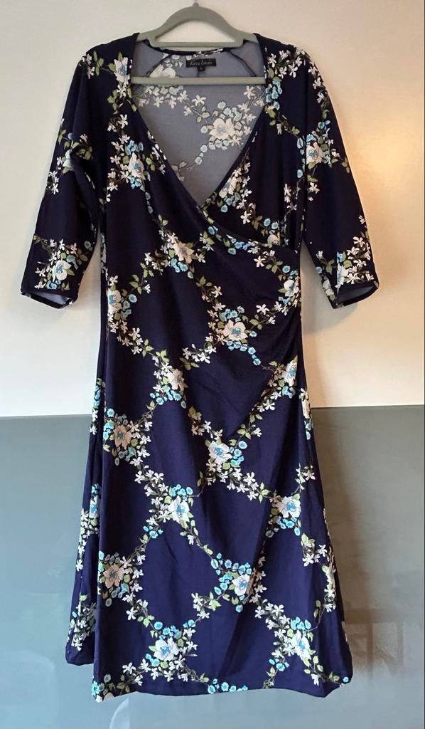 King Louie jurk blauw met witte bloemen, maat L, Ophalen of Verzenden, Zo goed als nieuw, Maat 42/44 (L), Blauw