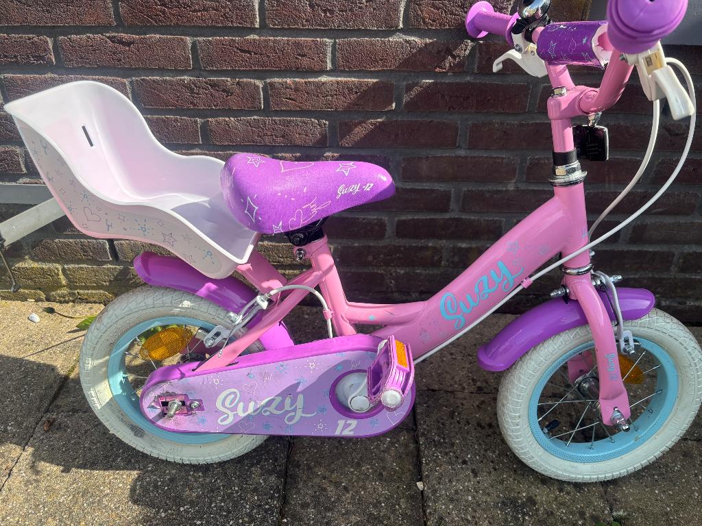 12 Inch Fiets Verve Suzy Kinderfiets met Zijwieltjes roze, Zijwieltjes, Gebruikt, Ophalen of Verzenden, Minder dan 16 inch