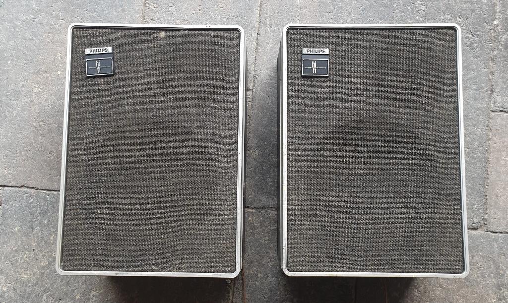 2 Philips luidspeakers/luidsprekers vintage/retro, Ophalen, Philips, Gebruikt, 120 watt of meer