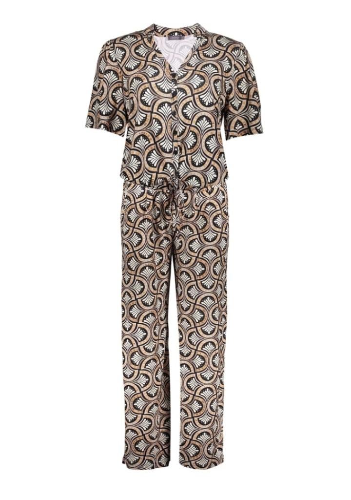 Geisha jumpsuit, zwart wit roestrood, mt 40/L, zgan, Kleding | Dames, Jumpsuits, Maat 38/40 (M), Geisha, Zwart, Ophalen of Verzenden