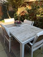 IKEA FALSTER tuinset – tafel + 4 stoelen (aluminium/hout, Tuin en Terras, Ophalen, 4 zitplaatsen, Gebruikt, Aluminium
