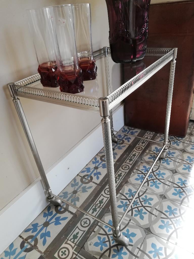 Vintage bar cart / drankentrolley, chroom, op wieltjes, Ophalen, Vintage, Zo goed als nieuw, Metaal