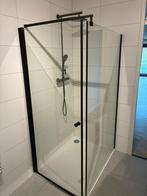 Douchecabine zwart frame | draaideur + douchebak, Ophalen, Zo goed als nieuw, Glas, Douche