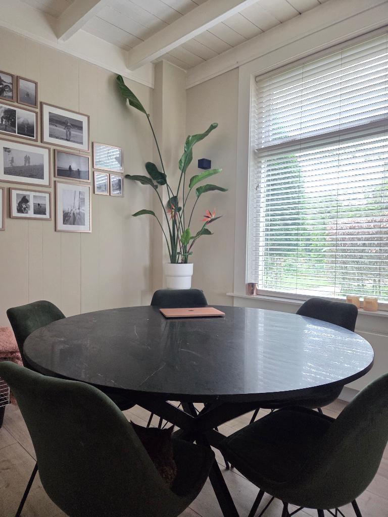 Prachtige ronde marmeren eettafel: Ø130 cm., Huis en Inrichting, Tafels | Eettafels, Ophalen, Rond, Zo goed als nieuw, Vijf personen of meer