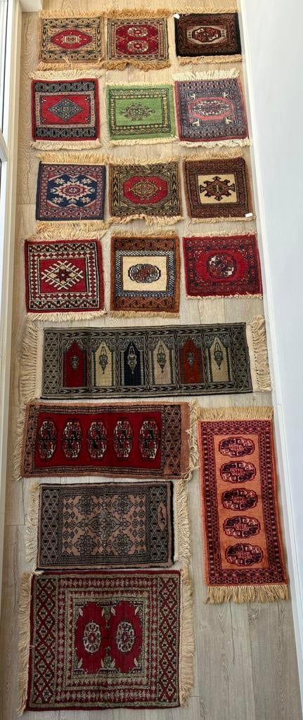 Vintage Perzische Tapijtjes 35 stuks, Minder dan 50 cm, Overige kleuren, Minder dan 50 cm, Ophalen of Verzenden