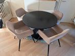Eettafel met 4 stoelen (Karwei) - Los of als set, Gebruikt, Rond, Ophalen of Verzenden, Vier personen