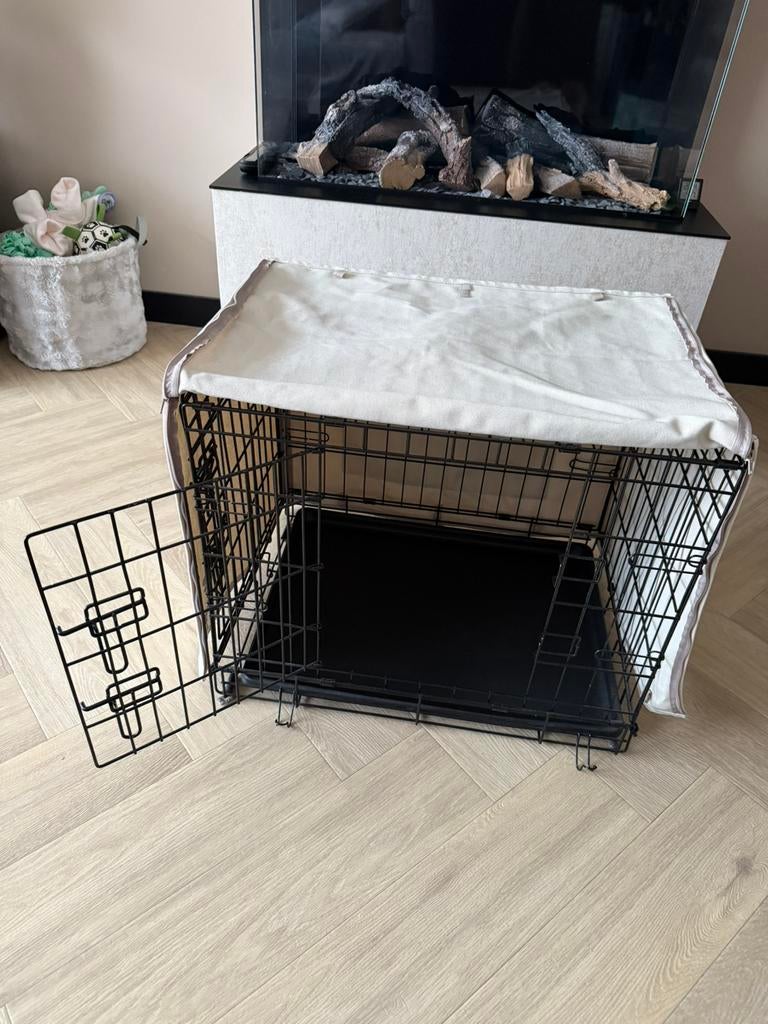 Hondenbench + hoes (zo goed als nieuw), Ophalen, Zo goed als nieuw, Minder dan 75 cm, Minder dan 65 cm