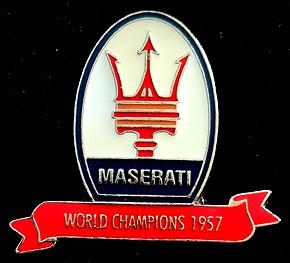 Maserati- World Champion 1957- pin, Verzamelen, Speldjes, Pins en Buttons, Verzenden, Nieuw, Stad of Land, Speldje of Pin
