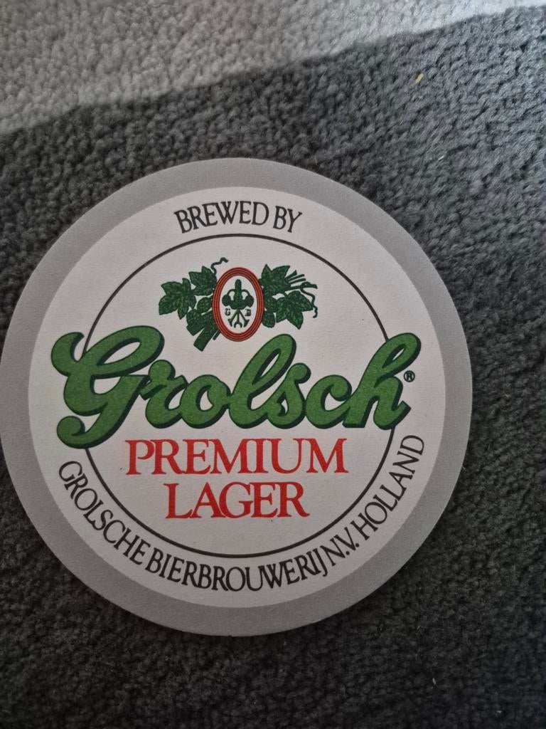 Grolsch Bierviltje Export Groot Formaat - Zeldzaam, Ophalen of Verzenden, Gebruikt, Viltje(s), Grolsch