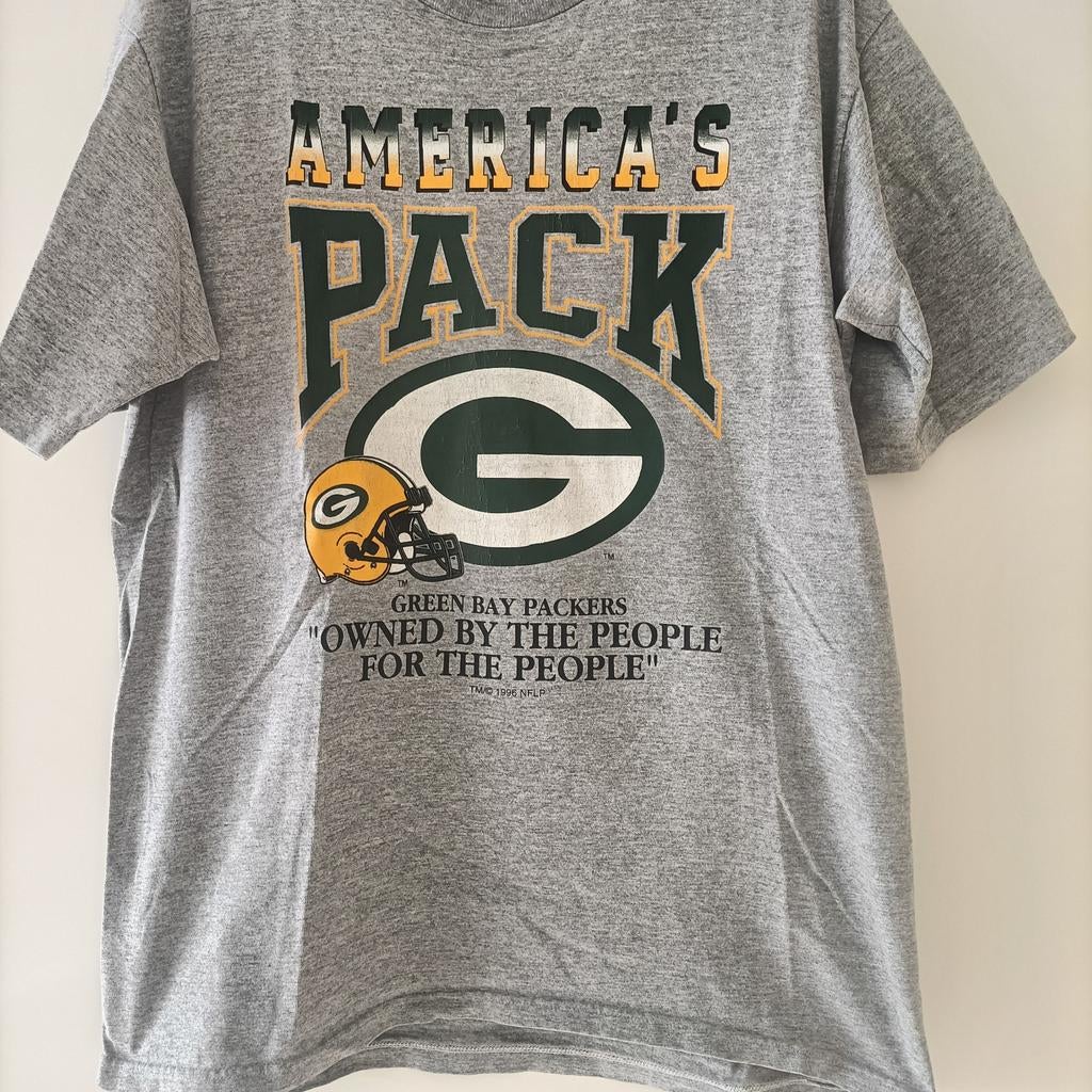 Vintage Green Bay Packers T-shirt Maat L, Kleding | Heren, Verzenden, Grijs, Gedragen, Maat 52/54 (L)