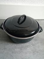 BK Juspan Braadpan - Zwart/Blauw Emaille, Overige materialen, Ophalen of Verzenden, Zo goed als nieuw, Keramische plaat