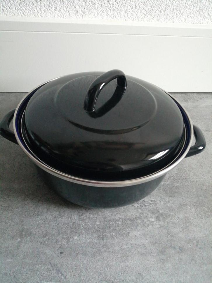 BK Juspan Braadpan - Zwart/Blauw Emaille, Huis en Inrichting, Keuken | Potten en Pannen, Zo goed als nieuw, Koekenpan of Braadpan