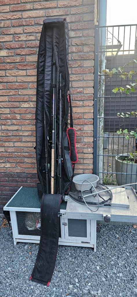 Hengelset met foudraal, plateau en schepnet, Watersport en Boten, Ophalen, Zo goed als nieuw, Werphengel