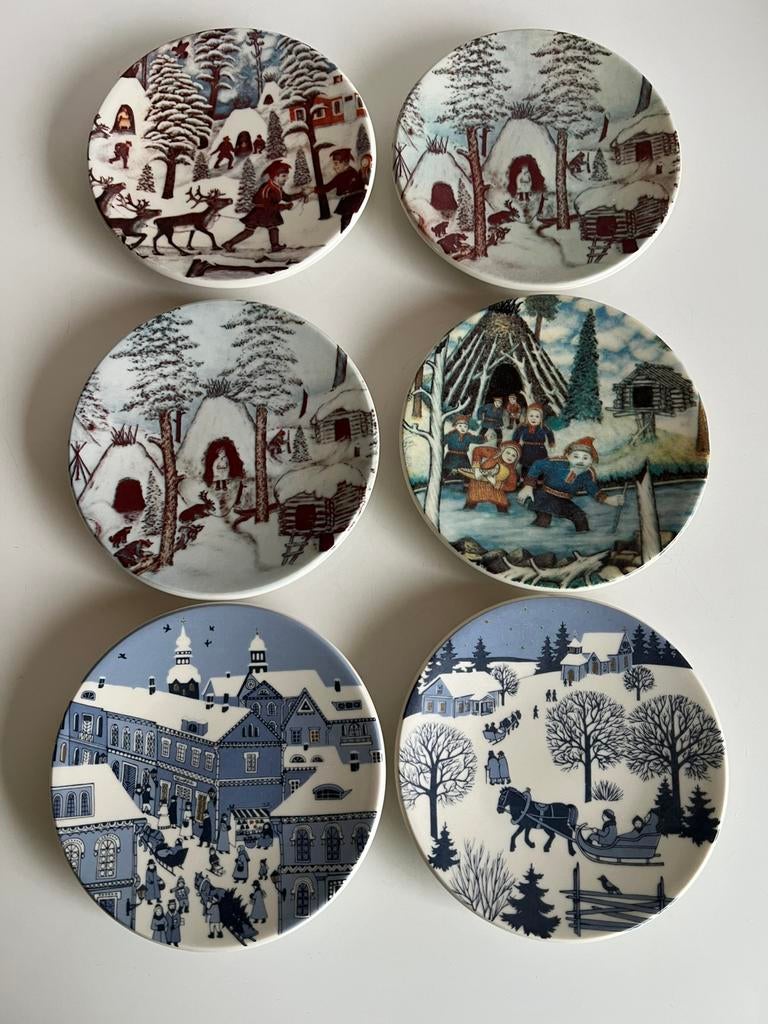 6 Vintage ARABIA Finland Lapland Wandbordjes  P.STK, Ophalen of Verzenden