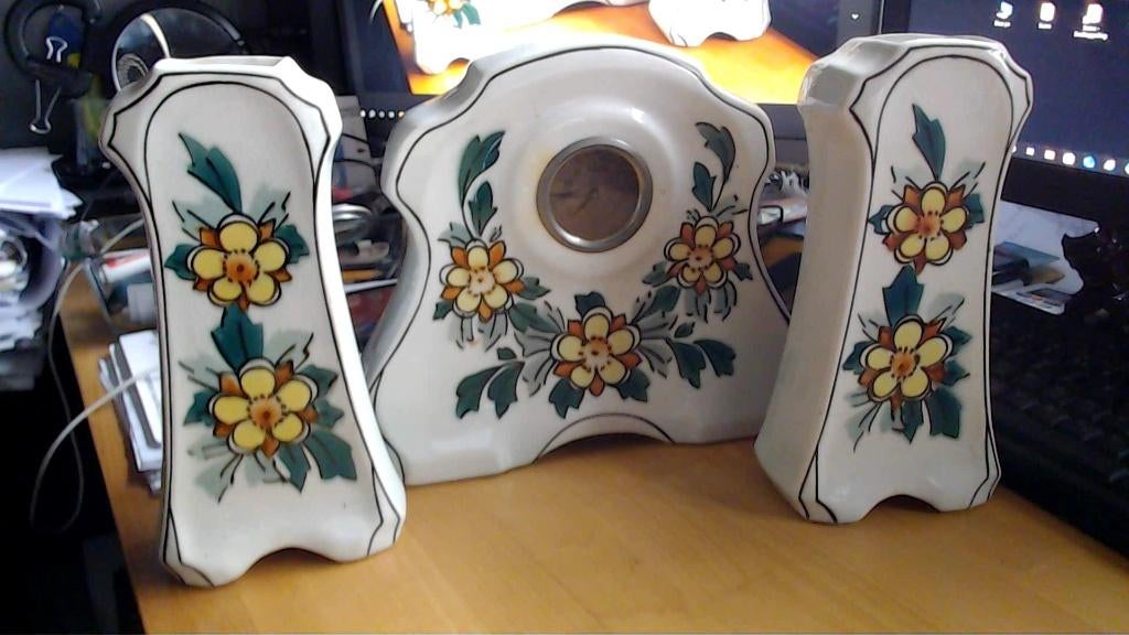 klok met 2 vazen, Ophalen of Verzenden, Gebruikt, Analoog, Overige typen