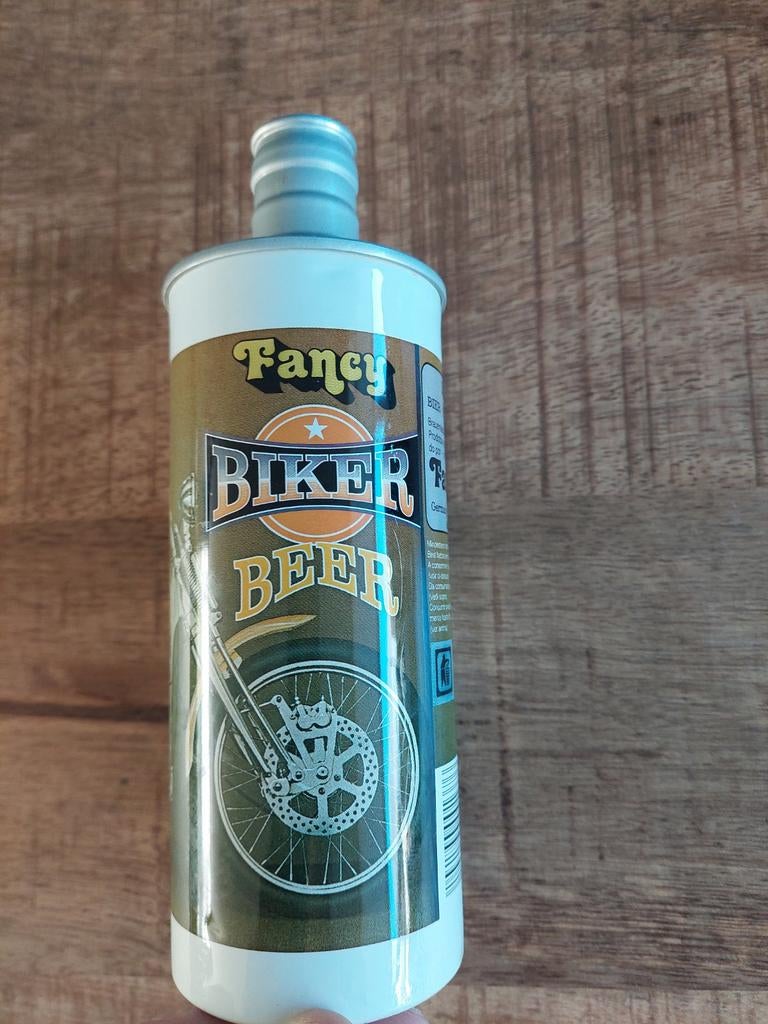 Fancy Biker Beer blikje - 50 cl, Verzamelen, Ophalen of Verzenden, Gebruikt, Flesje(s), Overige merken