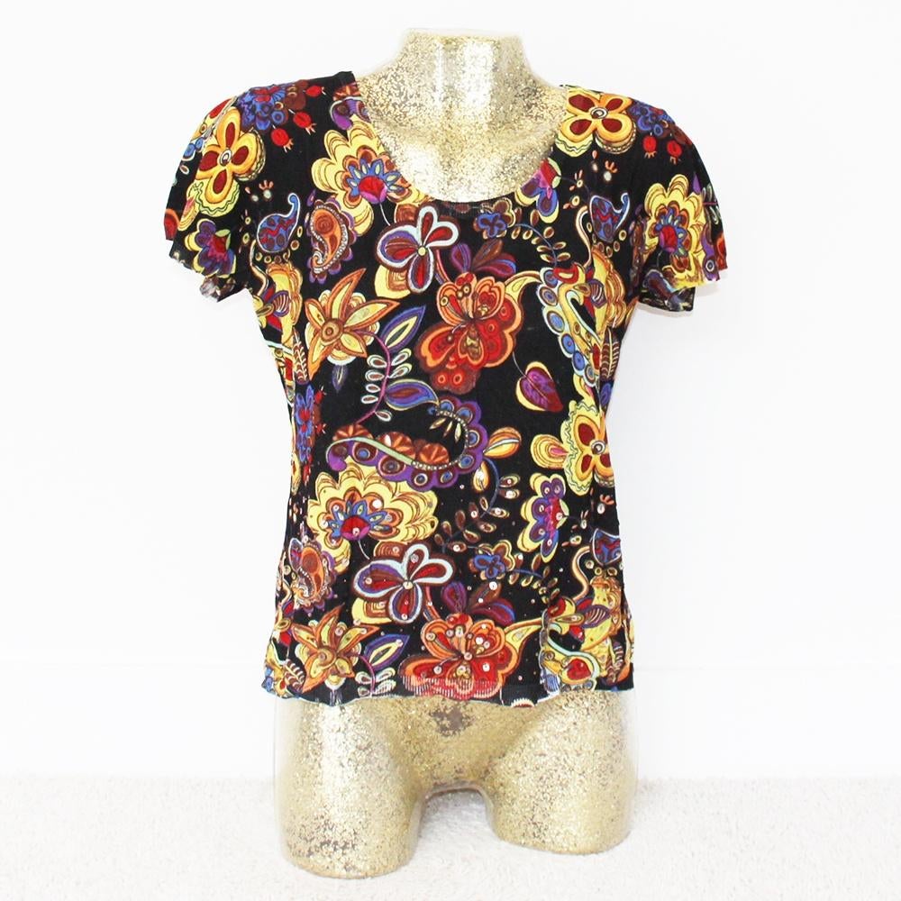 Prachtig Les Amies Bloemen Shirtje (Maat 46) - 60 € 20,-, Kleding | Dames, Overige kleuren, Maat 46/48 (XL) of groter, Ophalen of Verzenden