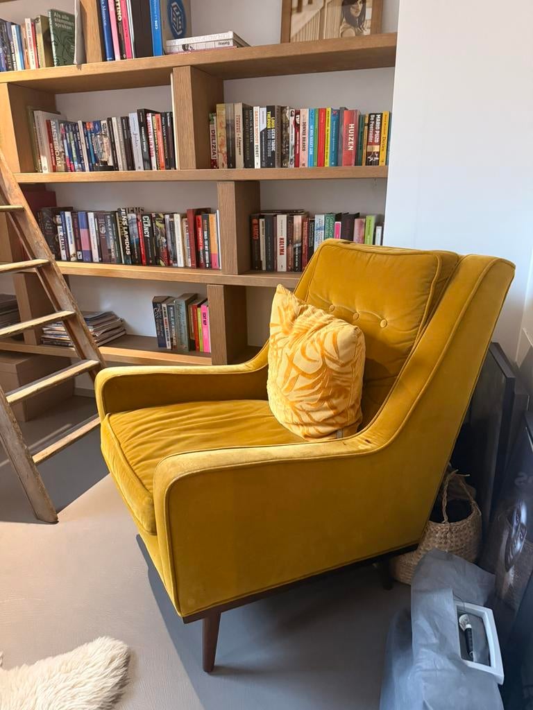 MADE fauteuil, velvet, Huis en Inrichting, Banken | Sofa's en Chaises Longues, Ophalen, Eenpersoons, 75 tot 100 cm, Zo goed als nieuw