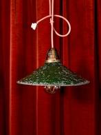Industriele Hanglamp - Vintage - metalen groene kap -'30-'40, Gebruikt, Minder dan 30 watt, Overige typen, Overige fittingen