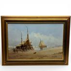 Hendrick Vader (1928-1997) - Botter en figuren op het strand, Ophalen of Verzenden