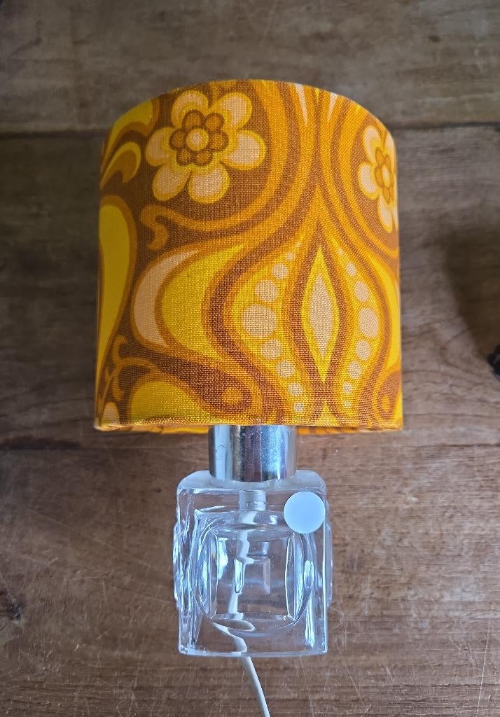 Vintage tafellampje oranje kap, Huis en Inrichting, Lampen | Tafellampen, Ophalen, X, Glas, Zo goed als nieuw