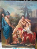 Groot Olieverf/Paneel Schilderij, gesign. "Bijbels Tafereel", Ophalen of Verzenden