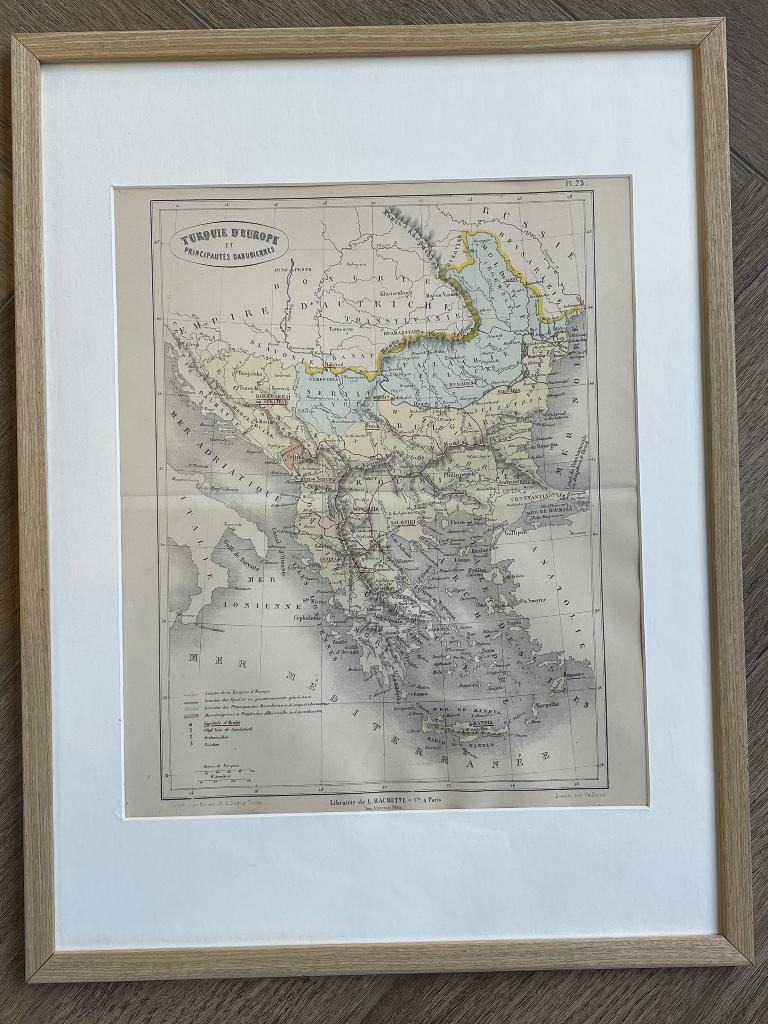 1860 Griekenland - lijst - landkaart - P0625-010, Antiek en Kunst, Ophalen of Verzenden, Ets, 1800 - 1899