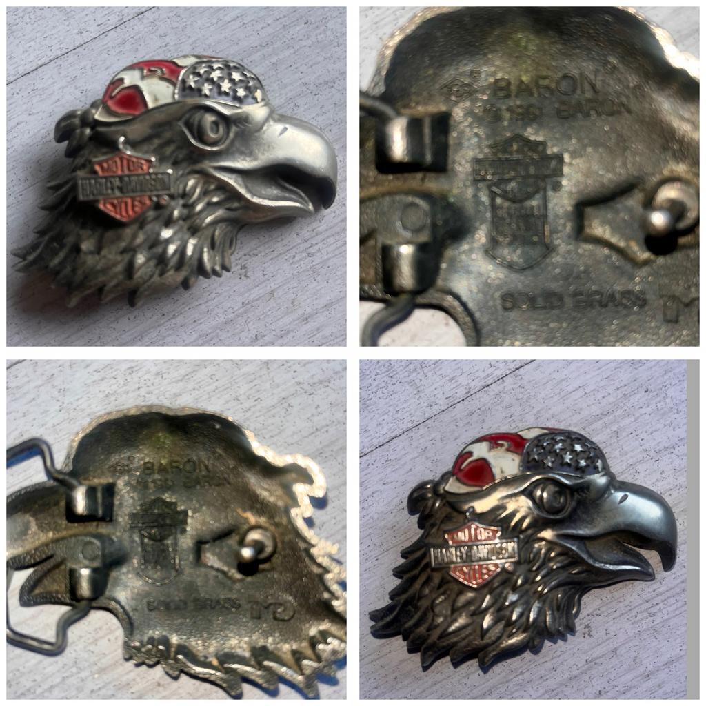 Vintage Harley-Davidson Riemgesp Eagle Head ‘91-Solid Brass, Ophalen of Verzenden, Zo goed als nieuw, Gebruiksvoorwerp