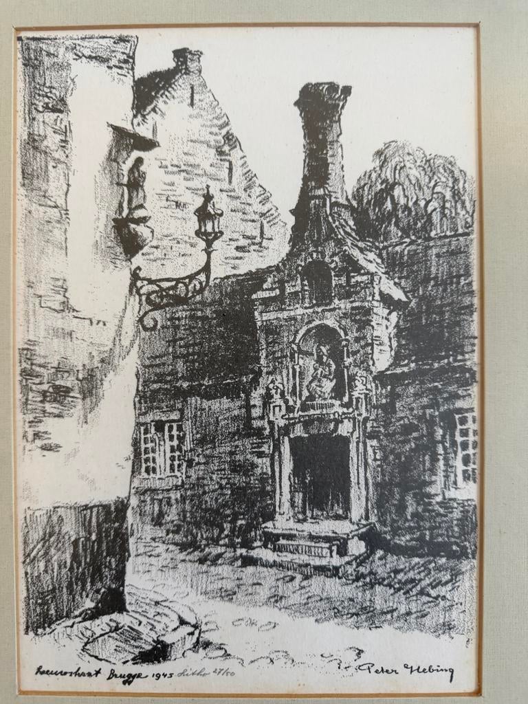 Zeefdruk / tekening van de Leeuwstraat Brugge, Ophalen
