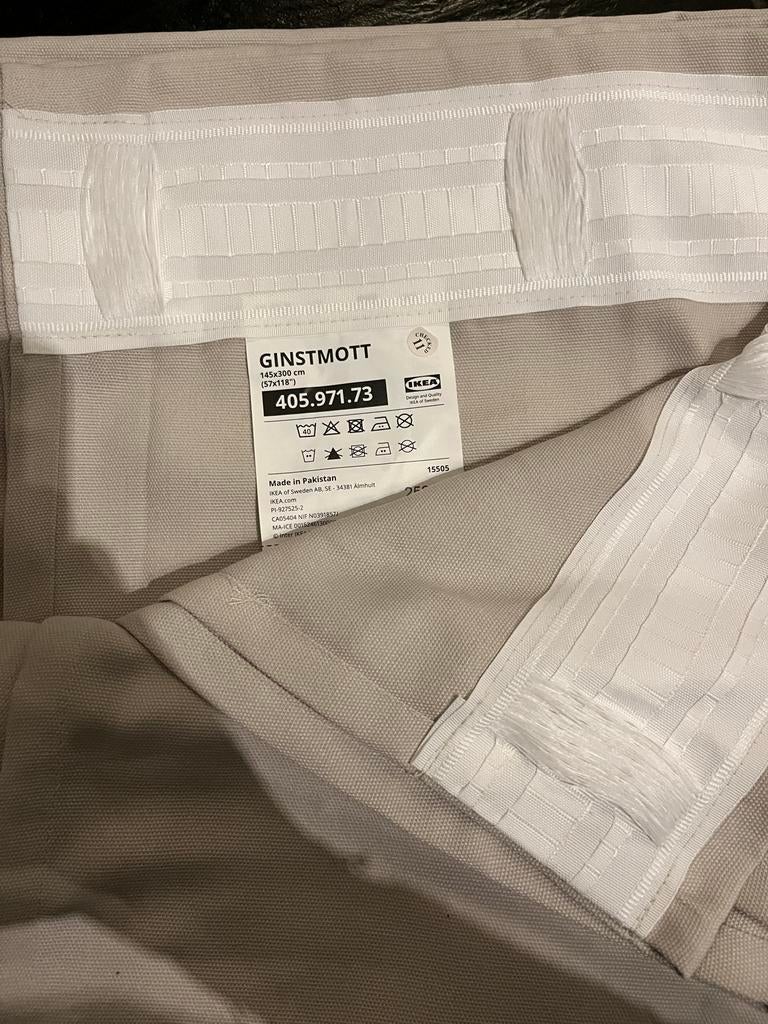 2x IKEA GINSTMOTT Gordijnen 145x300 cm, Ophalen, 100 tot 150 cm, 200 cm of meer, Beige