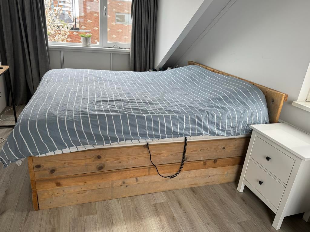 Steigerhouten bedframe, Ophalen, Gebruikt, Bruin, Steigerhout