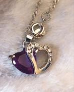 Ketting hart amethist steen, Verzenden, Nieuw, Zilver, Met hanger