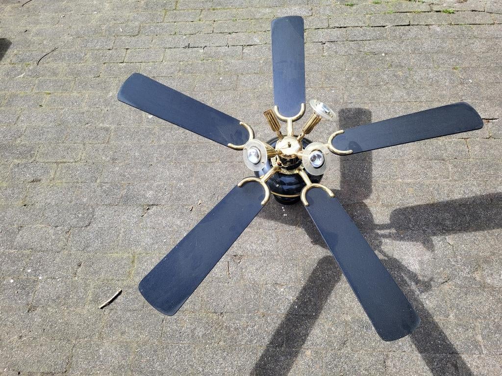 Plafond ventilator zwart/goud, Ophalen, Gebruikt, Plafondventilator