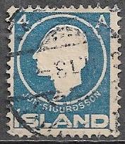 IJSLAND 4 A. zegel 100e Geb.dag van Jón Sigurdsson 1911, Verzenden, Finland, Gestempeld