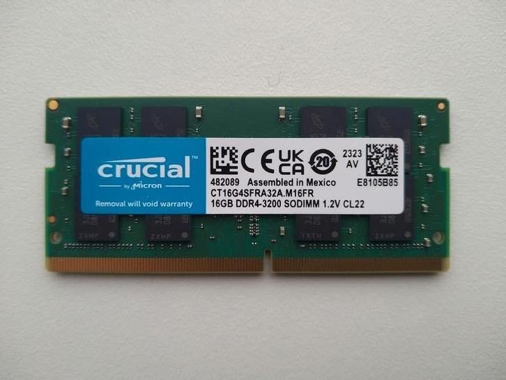 Crucial 16GB DDR4-3200 SODIMM RAM, Computers en Software, RAM geheugen, DDR4, Ophalen of Verzenden, Zo goed als nieuw, Laptop