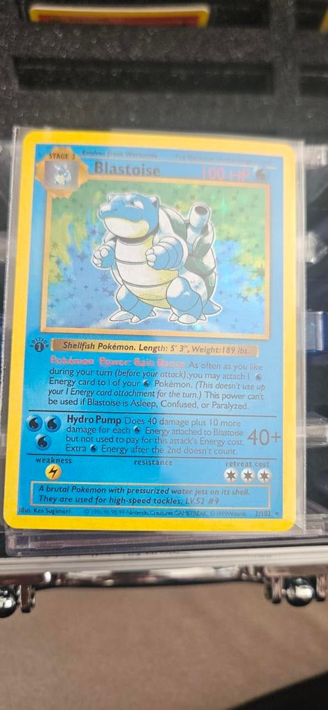 Blastoise Pokémon Kaart - Base Set 2/102 Holo, Ophalen of Verzenden, Gebruikt, Losse kaart, Foil