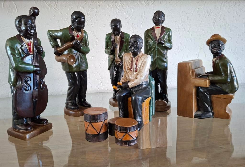 Vintage Jazzband Beeldjes Set - Muzikanten Decoratie, Verzamelen, Beelden en Beeldjes, Ophalen, Zo goed als nieuw