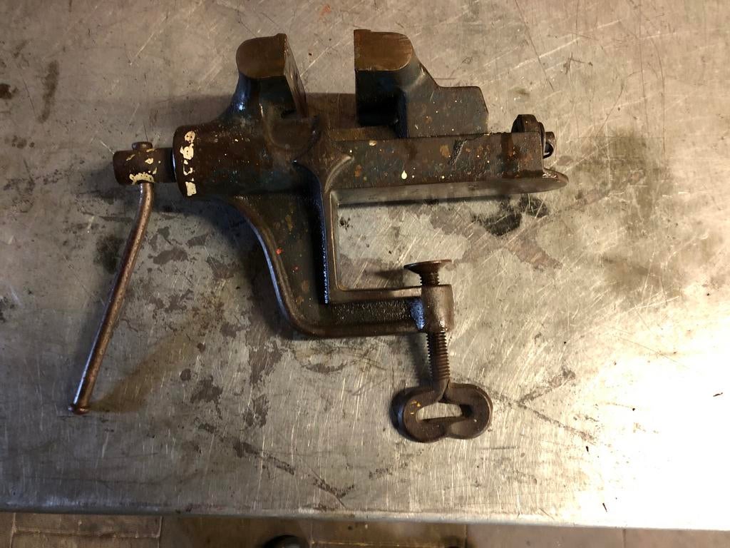 Vintage Mobiele Bankschroef - Nostalgische Werkbankklem, Ophalen, Gebruikt